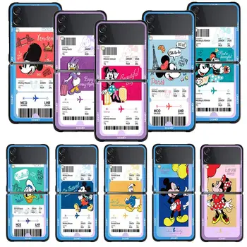 Disney Daisy Mickey Minnie Ceļojumu Kartes Gadījumā Samsung Galaxy Z Flip 4 Z Flip3 5G Gadījumā Galaxy Z Pārsegs DATORA Cietais Apvalks Būtiska