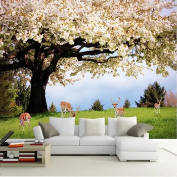 beibehang tapešu 3D Stereo Lielu MuralsModern Mākslas ķiršu dzīvojamās istabas dīvānu, guļamistaba skaista ķiršu Balto ķiršu koks