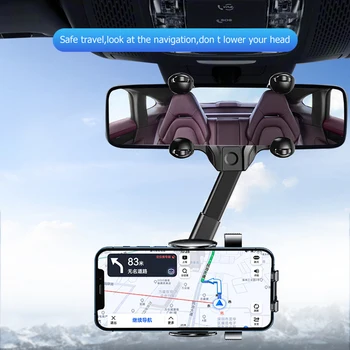 Automašīnas Atpakaļskata Spogulī, Tālruņa Turētājs 360° Grozāms Bagāžnieka Auto Klipu saulessarga Mobilo Telefonu Turētājs GPS Turētājs Tālrunis Stand Mount