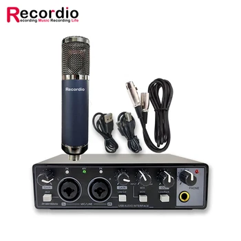 GAX-MD22F Recordio Profesionālo Audio 2 2 Out, USB Audio Interfeiss Skaņas Ierakstīšana atmiņas Karte ar Lielu Diafragmas Ierakstīšanas Mikrofons
