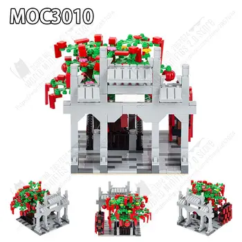 MOC3010 Saimniecības KM Svētību Koku Modeli, Celtniecības Bloki Temple Street View Skatuves DIY Montāža Ķieģeļu Izglītības Rotaļlietas Bērniem Dāvanas