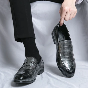 2023 luksusa zīmola penny mokasīni vīriešu ikdienas apavi slip-on ādas apavi, liela izmēra 38-48 mokasīni braukšanas kurpes kāzu kurpes