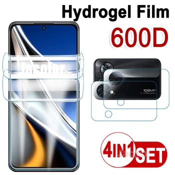4IN1 Drošības Želeja Filmas Xiaomi Poco X4 Pro X3 NFC M4 M3 M2 F4 GT F3 F2 2GAB Ekrāna Hidrogelu Aizsargs+2GAB Kameru Stikla X4Pro