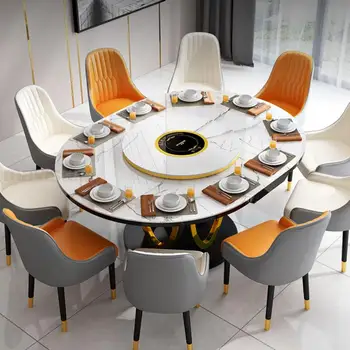 Ēdamgalds Indukcijas Plīts Virtuvē Apaļā galda 360° Rotējoša Diska Luksusa Apvienojums Mesas Virtuves Mēbeles GY50CZ