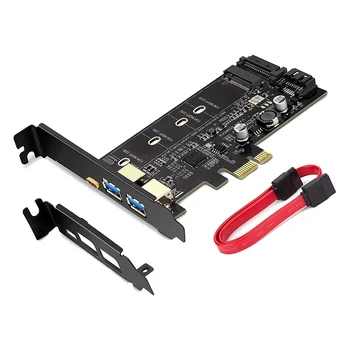 PCI-E USB 3.0 PCI Karti, T.sk.1 USB C un 2 USB Ostu, M. 2 NVME uz PCIe 3.0 Adapteris Karte ar Balsteni