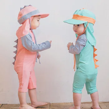 Bērnu Peldkostīmi Zēniem Karikatūra Dinozauru Beachwear Baby Girl viengabala Peldkostīms Kawaii Toddler Meitene peldkostīms Divas Gabals, kas
