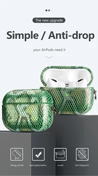 Aizsardzības Soma Snakeskin Ādas Piedurknēm Uz Lietu Uzglabāšanas Austiņas Portatīvie Apple AirPods 3 2 Lietā Par AirPods Pro Āķis
