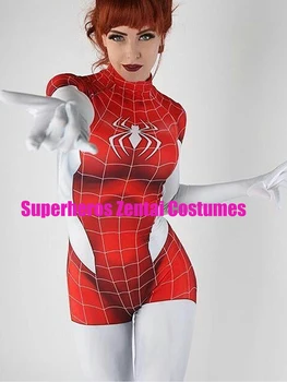 3D Iespiesti Mary Jane Meitene Kostīmu MJ Zentai Bodysuit Dāma Catsuits Halloween sieviete Cosplay Kostīmi