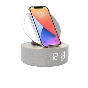 2023 Jauns 5-in-1 Ātru Bezvadu Lādētāju ar Bluetooth Skaļruni, Modinātājs LED Gaismas Apaļš Spogulis Office Home Business Gifts