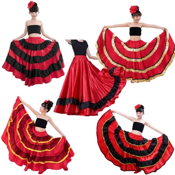 Princese Meitenes, spāņu Flamenko Deju Kostīmi, Svārki, Sarkans un Melns Gypst Stila Balles Vēdera Deju Kleitu Bērniem Meitenēm