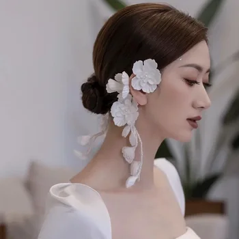 Korejas Ziedu Ausī Karājas Matu Joslā Līgavas Kāzu Fotogrāfijas Cepures Līgavas Aksesuāru Vairumtirdzniecības Līgavas Dāvanu