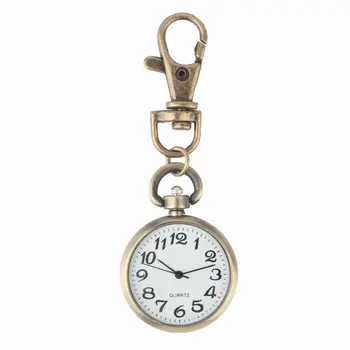 1gb Retro Bronzas Kvarca vintage kabatas pulksteņa mehānismu Keychain Keyring Kārtas numura Sastādīšanas Taustiņu ķēdes