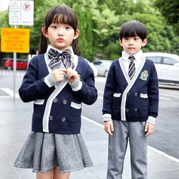 Bērnudārza formas tērpu, pavasara un rudens tērpiem, Britu stila džemperi, meitenes un zēni, skolas formas tērpu, galvenais koreja