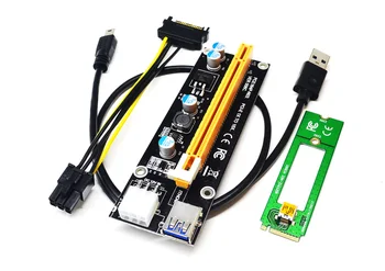 Jaunu 1X, LAI 16X M2 NGFF PCI-E, PCI Express Extender Stāvvadu Kartes Adapteri 60CM USB 3.0 Kabeli, 6Pin Barošanas Vads Bitcoin Miner Ieguves