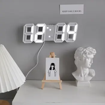 3D Lielu Ciparu LED Sienas Pulkstenis, Datums, Laiks, Elektronisko Displeju Galda Modinātājs Sienas Mājās Dzīvo Telpu Dekorēšana