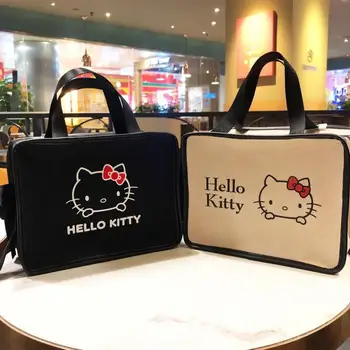 Kawaii Karikatūra Sanrio Audekls Kosmētikas Soma Organizators Gudrs Hello Kitty Meiteņu Ceļojumu Uzglabāšanas Soma Daudzfunkcionāls Tote Soma Meitenei Dāvanu