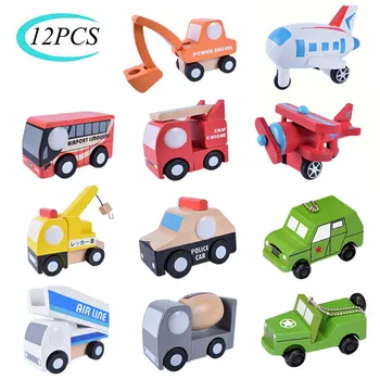12PCS Komplekts Mini Koka Auto Lidmašīnas Modeli, Rotaļlietas Vienkāršu Stila Apdares Krāsu Koka Automašīnu, Lidmašīnu Mini Izglītības Rotaļlieta Bērniem