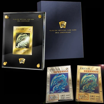 DIY Yu-Gi-Oh! 20. Gadadienu Gold Edition Blue-Eyes White Dragon Sarkano Acu Black Dragon YuGiOh Kārtis Hobijs Spēļu Kolekcija Kartes