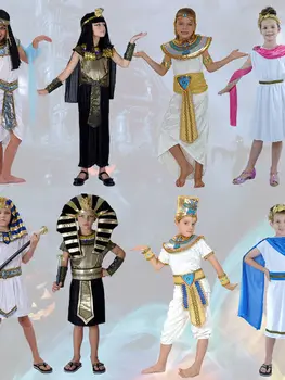 Halloween Bērnu Ēģiptiešu Kostīms Cosplay Grims Bumbu Faraons Kleopatra Kostīmu Karaļa Romas Lomu Spēlē Apģērba