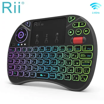 Rii X8 2.4 GHz Bezvadu krievu/angļu/franču/spāņu Tālvadības pults Tastatūra Ar Skārienpaliktni, Backlit Android TV Box Pc