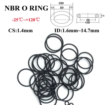 50gab Black O Ring Blīvi CS 1.4 mm ID 1.6~ 17mm NBR Automobiļu Nitrila Gumijas Kārtu O Tipa Korozijas, Eļļas Izturīgs Zīmogs Mazgātājs