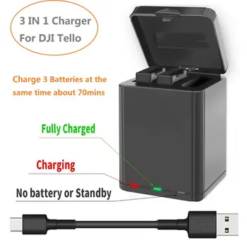 3 1 Akumulatora Lādētājs Smart Lādētāju, USB Uzlāde, Rūtiņu DJI Tello Dūkoņa Akumulatora Uzlādēšanas Mezgls Āra Ierīču Lādētāju