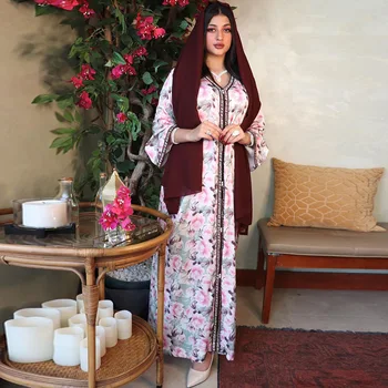 Luksusa Abaya Dubaija Turcija Musulmaņu Kleita Sievietēm Marokas Caftan Eleganta Dāma Arābija Apģērbu Jelaba Ir 2021. Eid Mubarak Djellaba Femme