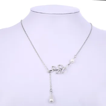Imitētu Pērle Lapu Kulons, Kaklarota Sievietēm Pērle Vintage sānslīdi kaklasaite Kaklarota Rotaslietas Valentīna Dāvanu