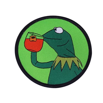 Kermit Tējas Dzeršanu Dzelzs-uz Plāksteris Même Varde Dzer Tēju plāksteris
