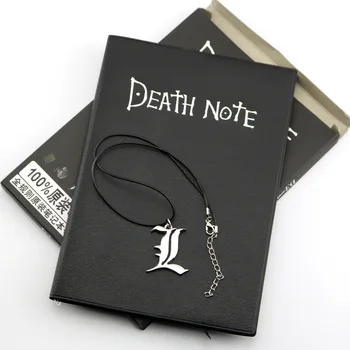 A5 Anime Death Note Grāmatiņa Komplekts Āda Vēstnesis un Kaklarota Spalvu Pildspalvu Animācijas Mākslas Rakstot Vēstnesis Notepad