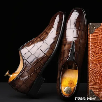 Jauno Dizaineru Spīd Krokodils Modelis Norādīja, Kāzu Oxford Kurpes Vīriešiem Gadījuma Mokasīni Formālu Kleita Apavi Zapatos Hombre