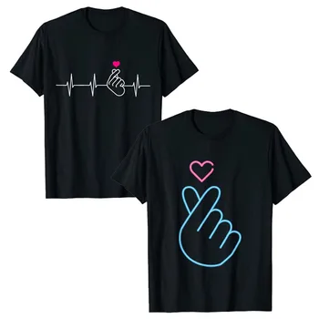 K-Pop Krekls - Sirdsdarbība Roku Sirds Korejas Popmūzikas Dāvana T-Krekls KPop Modes Fani K-Drāma Grafiskais Tee Topi Ar Īsām Piedurknēm Tērpiem