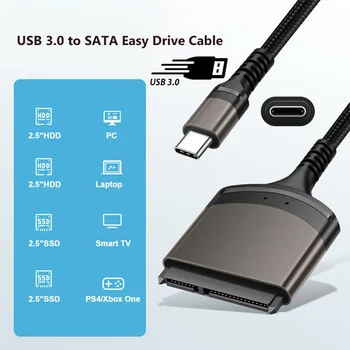 SATA USB 3.0 Kabelis 2,5 Collu HDD, SSD Ārējo Cieto Disku Adapteri USB Type C Līdz Adaptera Kabelis Sata 22 Pin Cietā Diska Lasītājs