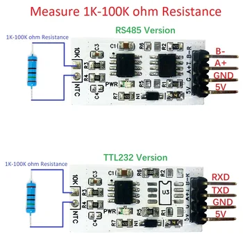 2gab RS485, RS232(TTL) 1k-100K Pretestību Vērtības noteikšanas Modulis 10K 3950 NTC Thermistor Savācējs