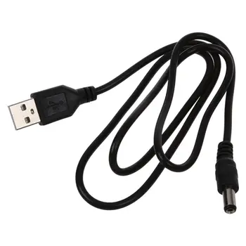 USB Kabelis 5.5 mm / 2.1 mm 5V DC Barelu Ligzda Strāvas Vads (Melns, 75cm)