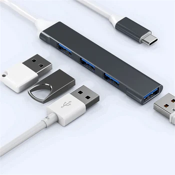 USB 3.0 Hub 4Port USB Centrmezglu, C Tipa Sadalītājs Adapteri PC Datoru Piederumi Multiport HUB 4 USB C 3.0 2.0 Porti