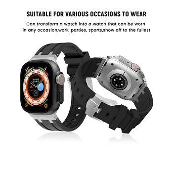 Fluoroelastomer Siksnu Apple Skatīties Joslas Ultra 49mm 45mm 44mm 42mm 41mm 38mm sporta Watchband iwatch Serise 8 7 6 5 aproce SE