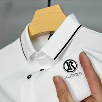 Augstas klases mercerized kokvilnas POLO krekls Vīriešiem ar īsām piedurknēm T-krekls Vasaras Jauniešu Modes Vēstuli Izšuvumi Paul krekls Vīriešu apģērbi