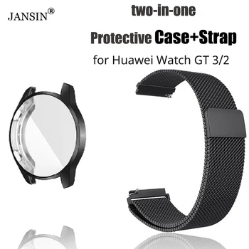 2-in-1 WatchBand un Aizsardzības Gadījumā Huawei Skatīties GT 3 2 42mm 46mm Grupa 20/22mm Siksnas Apvalku GT3 GT2 Segumu Piederumi