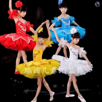 2-15Y Bērnu Baleta Tutu Leotard Deju Bodysuit Dancewear Gulbju Ezers Baleta Tērpu Meitene Skatuves Sniegumu Baleta Kleitu