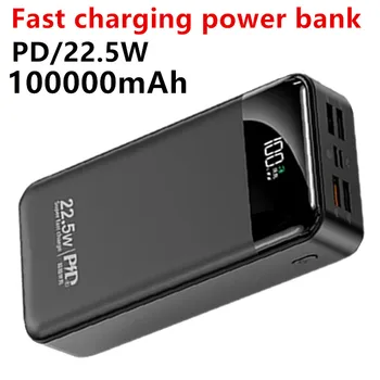 100000mah power bank ar 22.5 w pd ātrās uzlādes powerbank portatīvo poverbank akumulatora lādētājs iphone 13pro xiaomi huawei