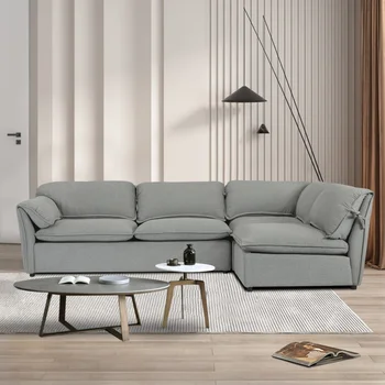 Dzīvojamā istaba dīvāns L-veida Šķērsgriezuma dīvāns labās rokas saskaras,mūsdienu vienkārša dizaina, tostarp dīvāns un stūri un krēslu armless