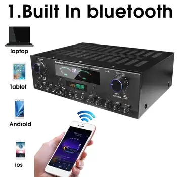 3000W liela jauda, Bluetooth, 7 Kanālu Audio Jaudas Pastiprinātāju AV Amp Skaļruņu Atbalsts FM, USB, SD Kartes