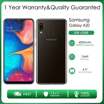 Oriģināls Atbloķēt Samsung Galaxy A20 A205U A205F 2 GB RAM, 32 GB ROM 13MP 6.4