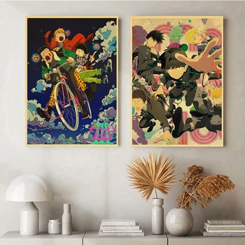 Karstā Anime Mob Psiho 100 Plakāti Kraftpapīrs Mobu Saiko Hyaku Vintage Plakātu Mājas Dzīvojamā Istabā Sienas Uzlīmes, Māksla, Glezniecība