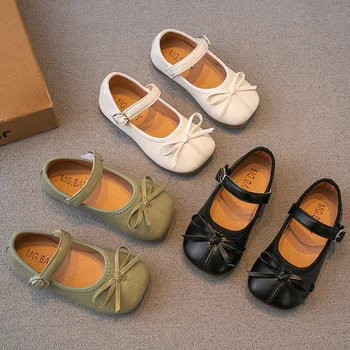 Meiteņu mazās ādas kurpes 2023 pavasara jaunu mīksto vienīgi vienas kurpes princese apavi
