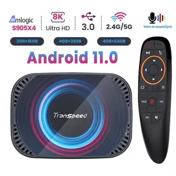 Transpeed X4 Android 11 TV Kastē Amlogic S905X4 3D BT4.0 4G 32G 64G 128G Ātri Dual Wifi Media Player 4K 8K Set top box