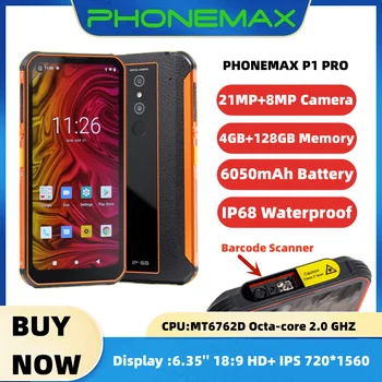 PHONEMAX P1 PRO 4G Viedtālrunis, GPS, NFC Eight-core Mobilā Tālruņa Izturīgs Android Āra Lielu Akumulatoru Centrālās Scanni Mobilais
