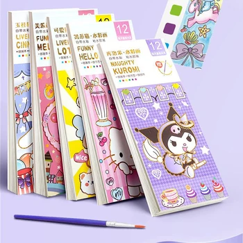 12sheets Karikatūra Sanrio Kawaii Cinnamoroll Kuromi Melodiju Hello Kitty Krāsojamā Grāmata Krāsas Akvareļu Bilžu Grāmata Dāvanu Vairumtirdzniecība