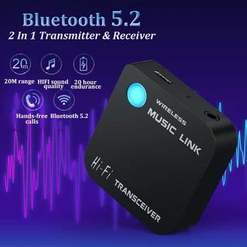 2 In 1 Automašīnas Adapteris Bluetooth 5.2 Audio Uztvērējs, Raidītājs AUX RCA UN 3,5 MM Jack Stereo Mūzikas Brīvroku Zvanu Bezvadu Adapteri